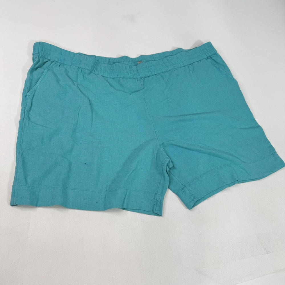 Naturals D&co Shorts Womens 2X Blue Linen Blend Chino Pull On Casual Summer